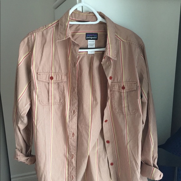 PATAGONIA stripped shirt burgundy pink button up - Picture 5 of 7
